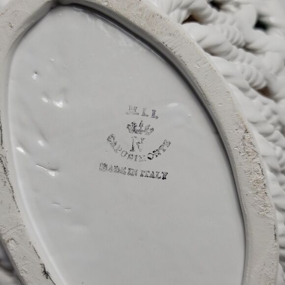 Capodimonte Ceramic Woven Basket Fruit Bowl Centerpiece Hand Painted Italy - Picture 6 of 15